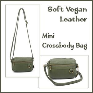 Army Green Vegan Leather Mini Crossbody Bag NWT
